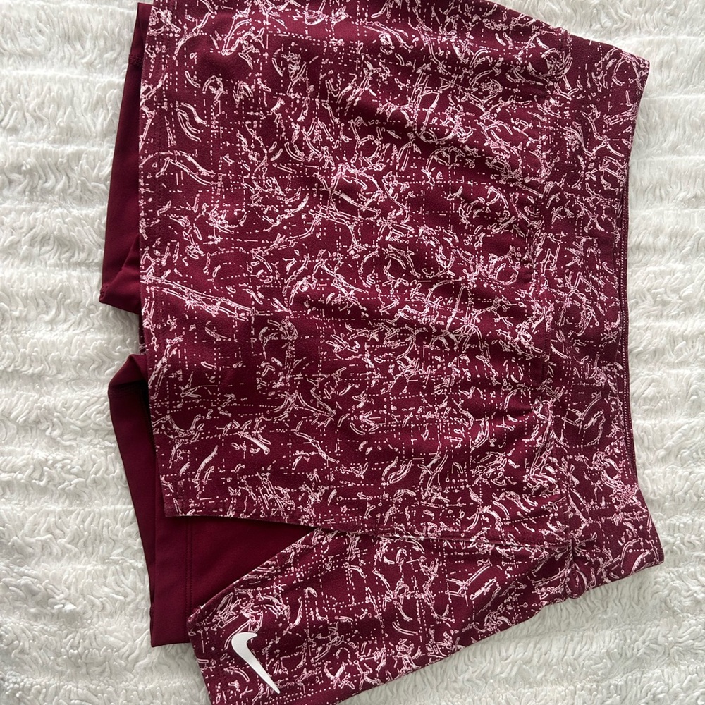 Nike Burgundy and White Graphic Shorts